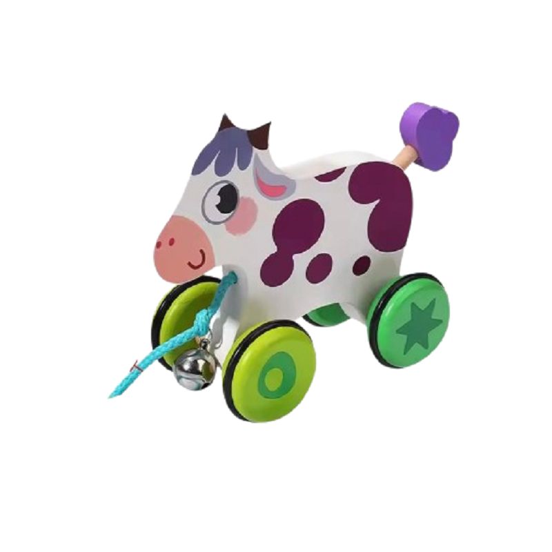 WOODTOYS - Juguete Animalitos De Arrastre Madera Juego Niños VAQUITA