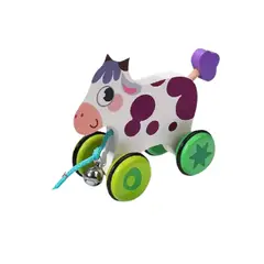 WOODTOYS - Juguete Animalitos De Arrastre Madera Juego Niños VAQUITA