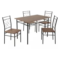 LUMAX - Juego Comedor Mesa + 4 Sillas Madera y Metal Negro
