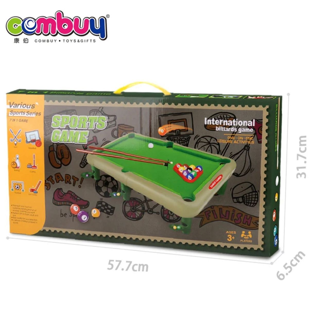 GENERICO - Juego De Mesa 7 en 1 - Billar-futbol-bowling-basket Niños