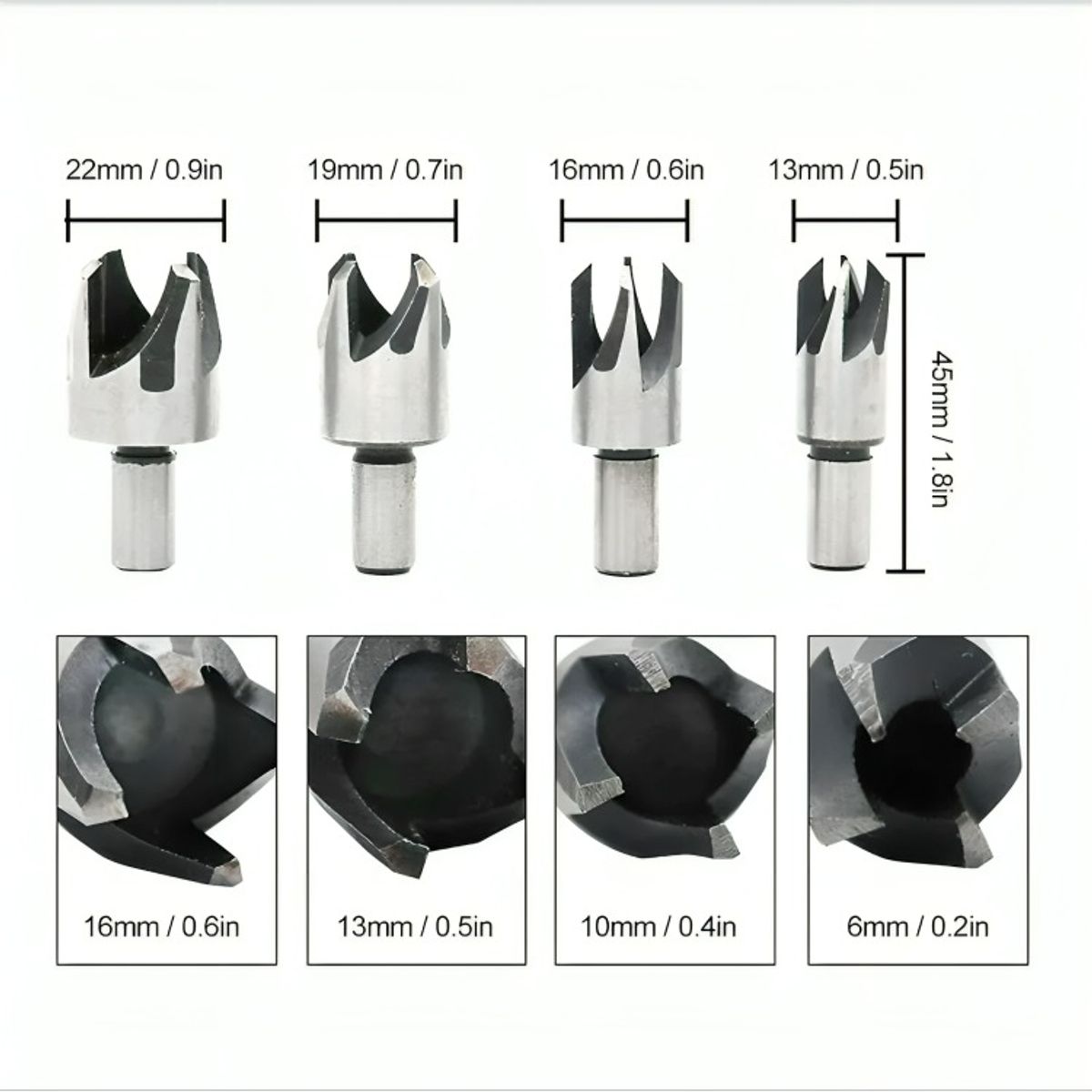 OEM - Set 4 Brocas Cortadoras De Tapón O Tarugo Para Madera