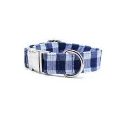 GENERICO - Collar Perros Unidos cuadrillé azul talla S ( 25 a 35 cms)