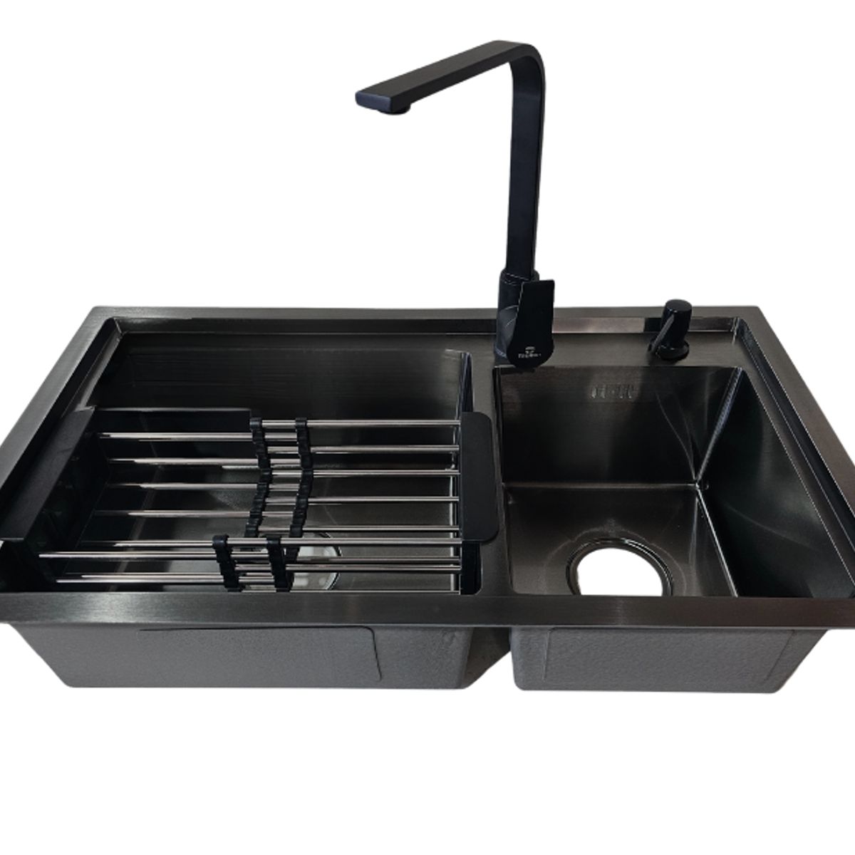 MODERN SPACE - Lavaplatos 78x43 Cm Negro Deluxe + Grifería Y Accesorios