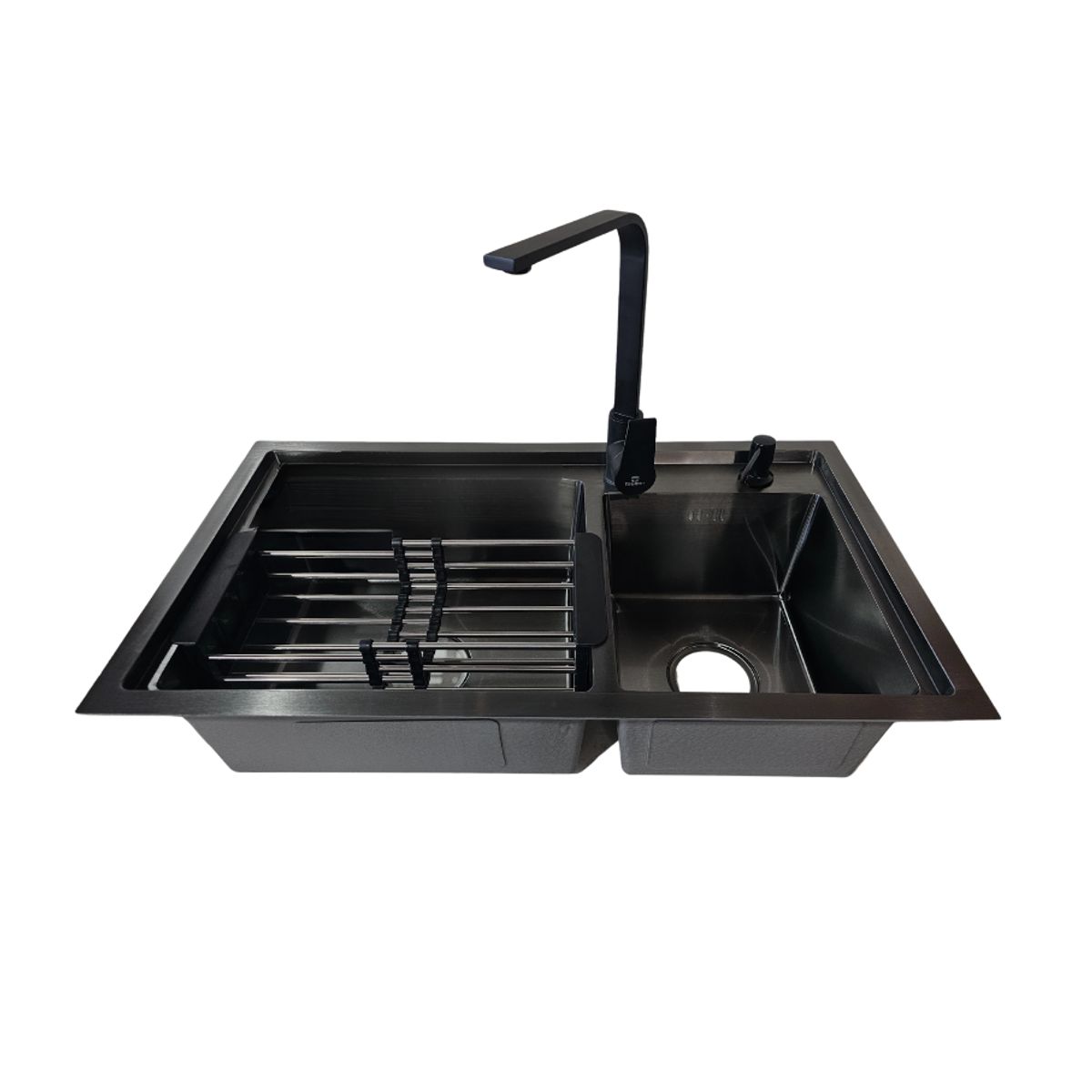 MODERN SPACE - Lavaplatos 78x43 Cm Negro Deluxe + Grifería Y Accesorios