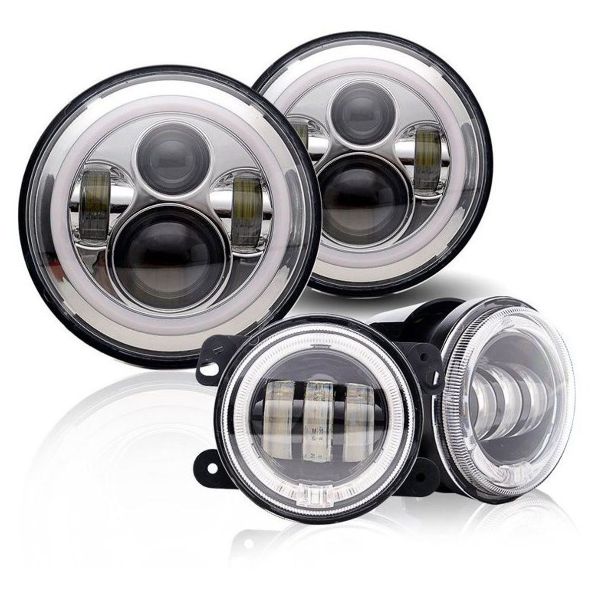 GENERICO - Kit Foco Foco 7  Neblinero Antiniebla 4 Jeep Wrangler