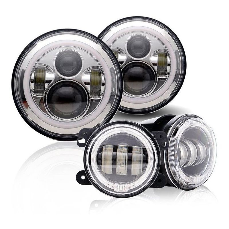 GENERICO - Kit Foco Foco 7  Neblinero Antiniebla 4 Jeep Wrangler