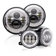 GENERICO - Kit Foco Foco 7 Neblinero Antiniebla 4 Jeep Wrangler