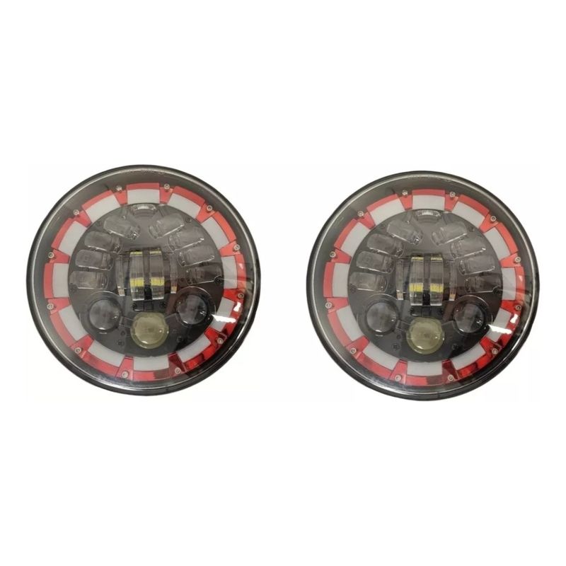 GENERICO - X2 Foco Jeep Ojo De Angel Rojo 7 Pulgadas