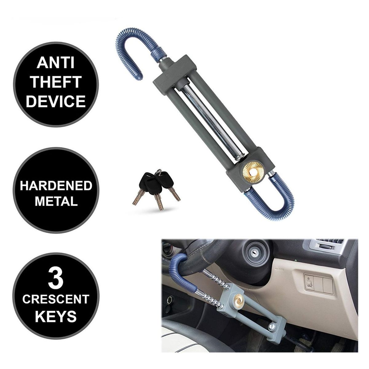 GENERICO - Traba Volante Y Pedal Antirrobo  Llave Cq-legend Metal