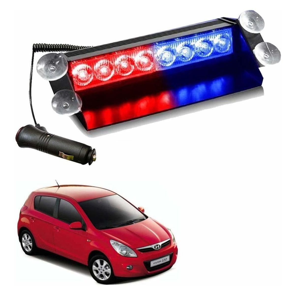 GENERICO - Baliza Parabrisa Led Estroboscopica Azul rojo Bomberos 12v