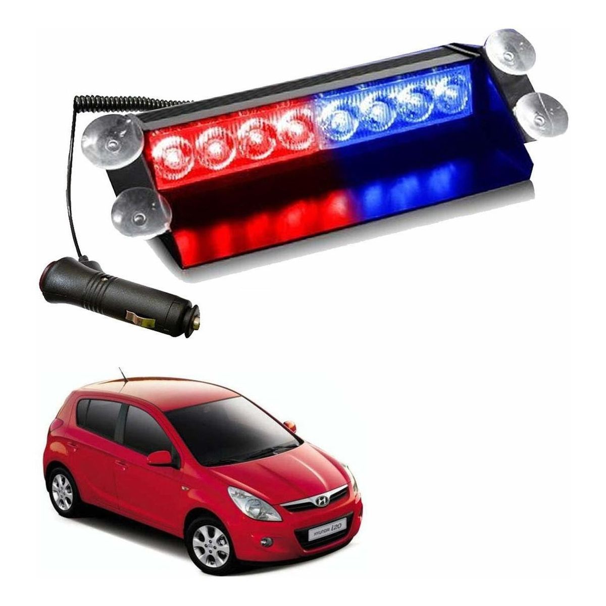 GENERICO - Baliza Parabrisa Led Estroboscopica Azul rojo Bomberos 12v