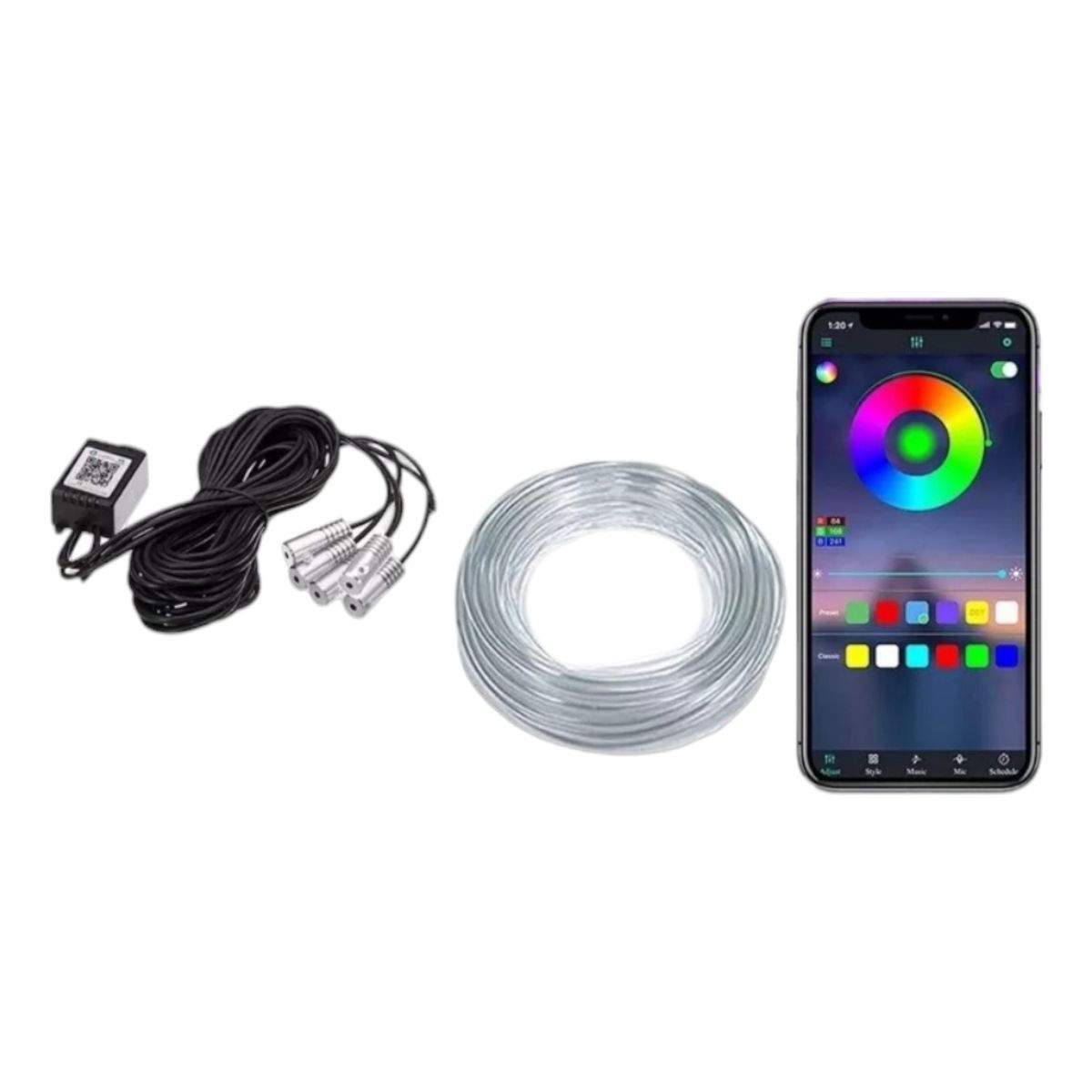 GENERICO - Hilo Neon Decorativo Con Luz Rgb 5 Led Bluetooth App Auto