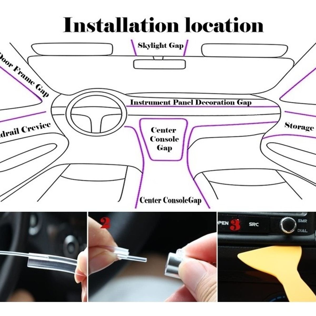 GENERICO - Hilo Neon Decorativo Con Luz Rgb 5 Led Bluetooth App Auto