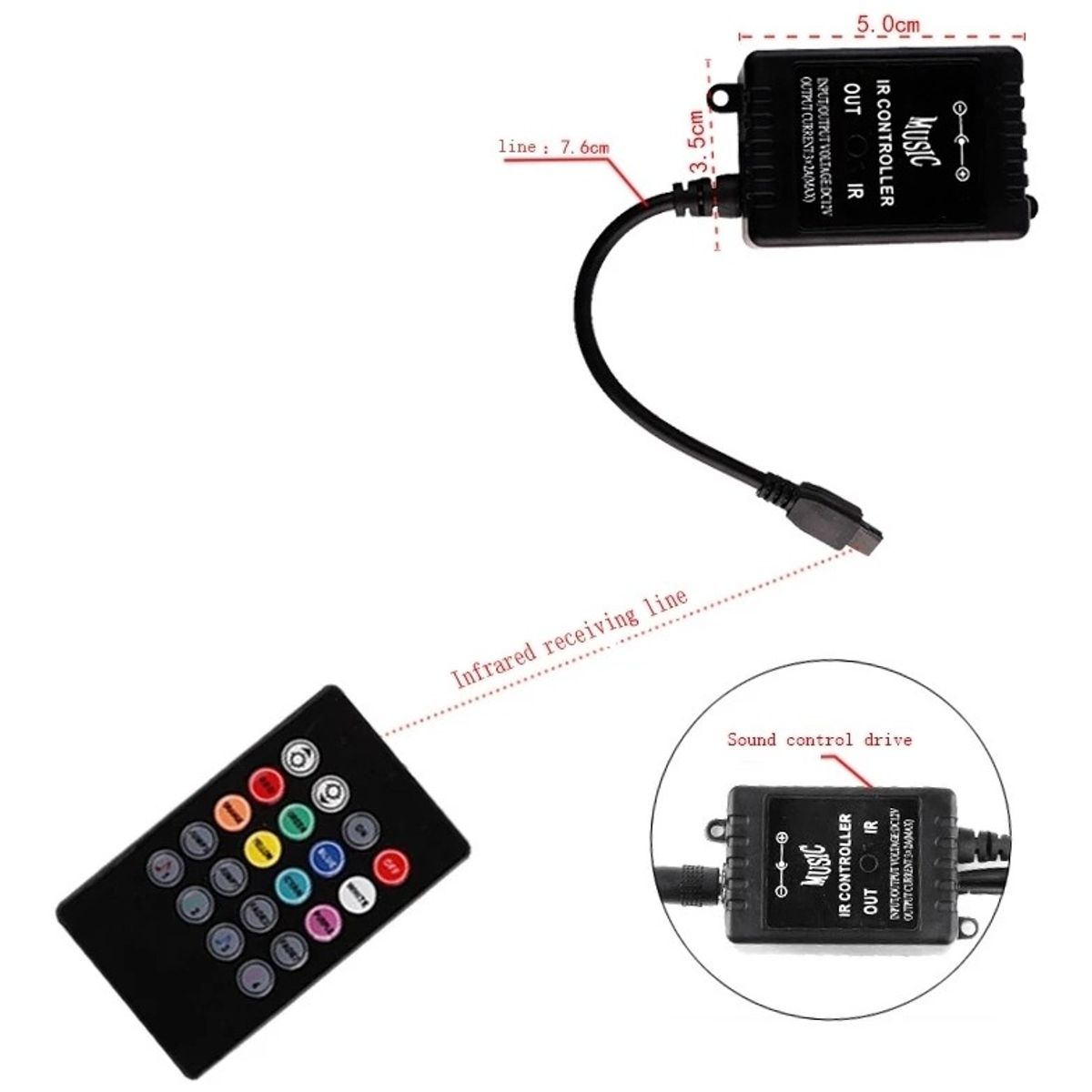 GENERICO - Tirax4 Led Luz Piso Interior Auto +control Ritmica 12LED