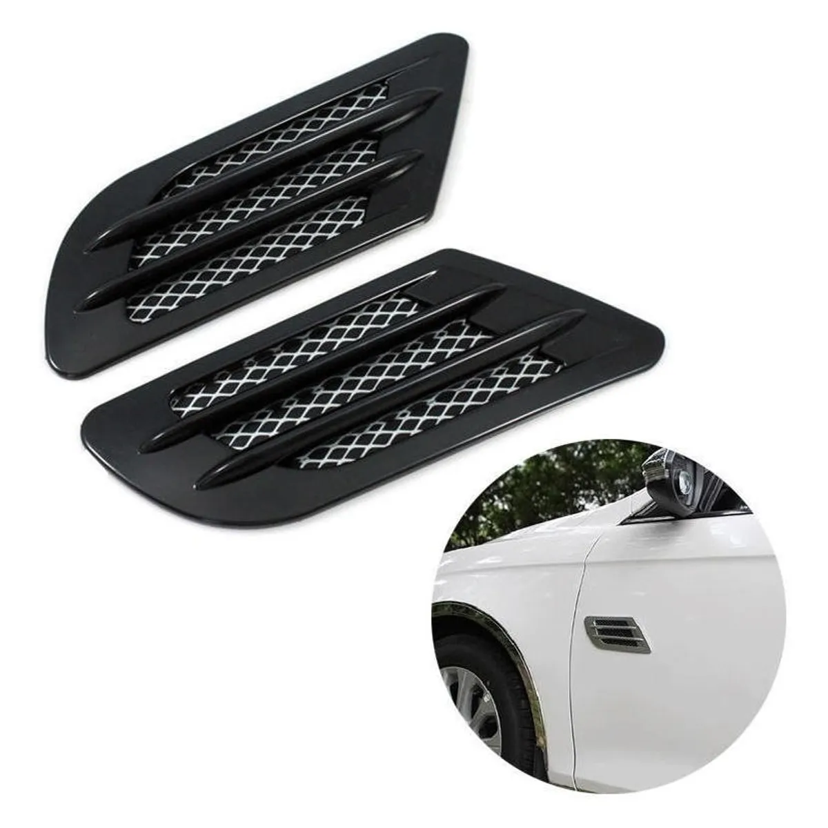 GENERICO - X2 Toma De Aire Lateral Y Capot Adhesiva Auto Rsport Negro