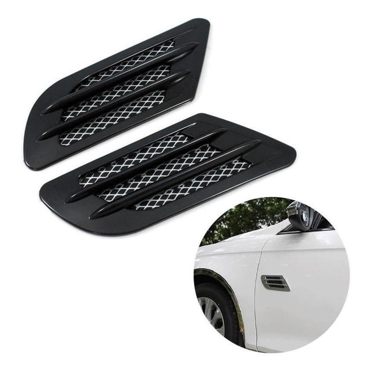 GENERICO - X2 Toma De Aire Lateral Y Capot Adhesiva Auto Rsport Negro