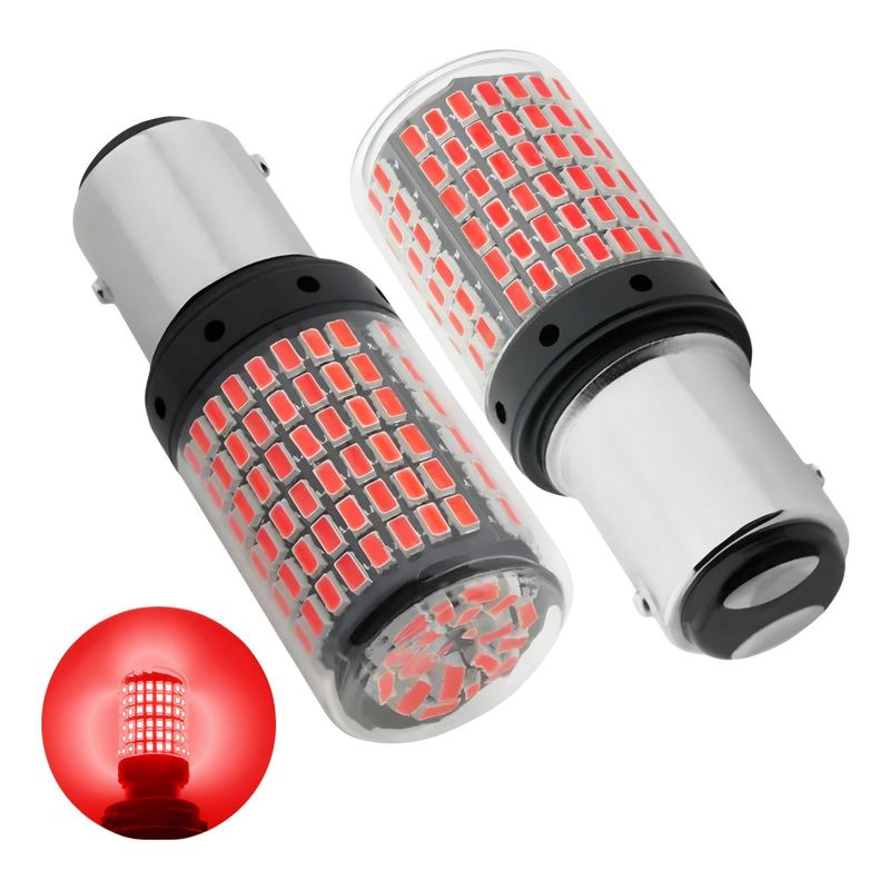 GENERICO - X2 Ampolleta Destellante 144Led Freno Canbus Rojo Auto 2C