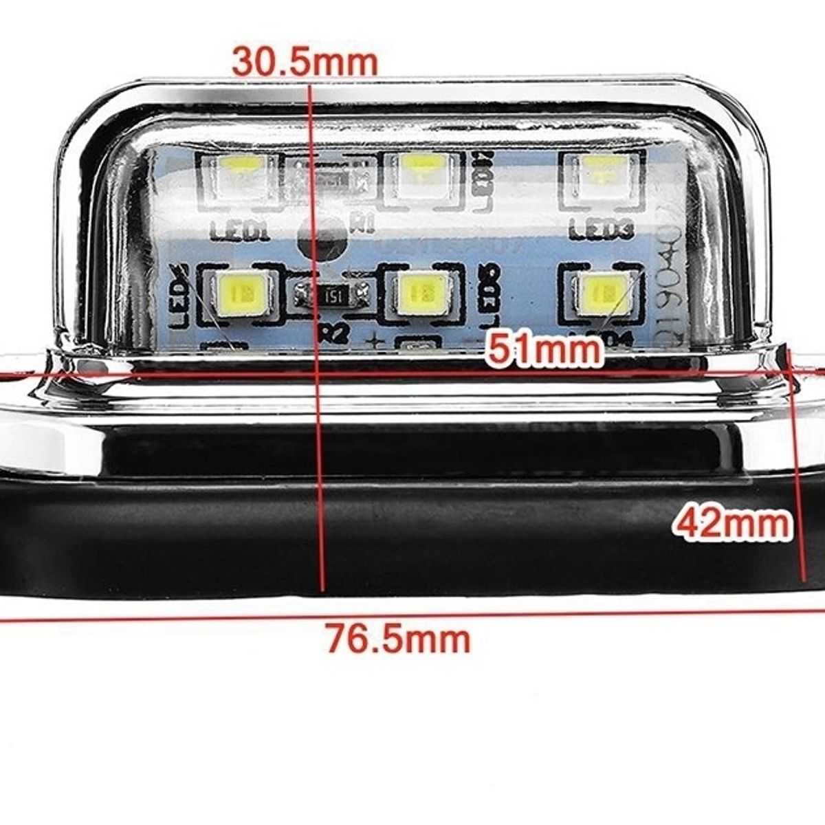 GENERICO - Pack X2 Luz Placa Foco 6 Led Auto Camión Furgón 10 - 30v