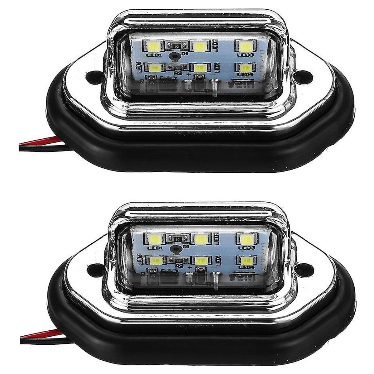 GENERICO - Pack X2 Luz Placa Foco 6 Led Auto Camión Furgón 10 - 30v