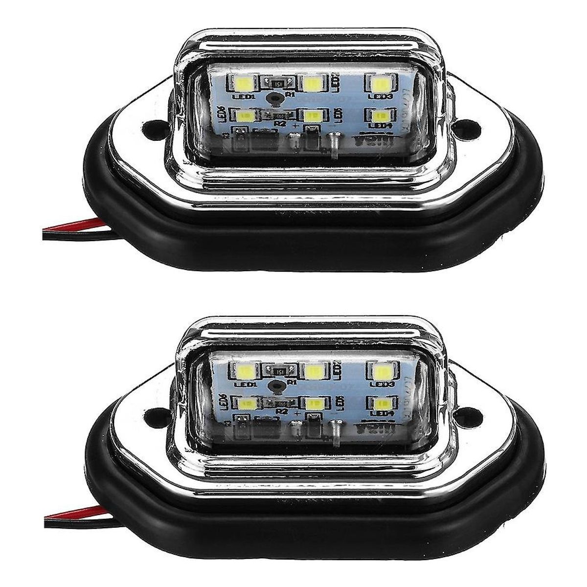 GENERICO - Pack X2 Luz Placa Foco 6 Led Auto Camión Furgón 10 - 30v