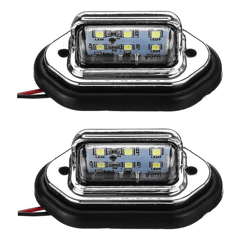 GENERICO - Pack X2 Luz Placa Foco 6 Led Auto Camión Furgón 10 - 30v
