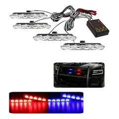 GENERICO - Set 4 Balizas Estrobo Emergencia + Controlador Funciones 12v