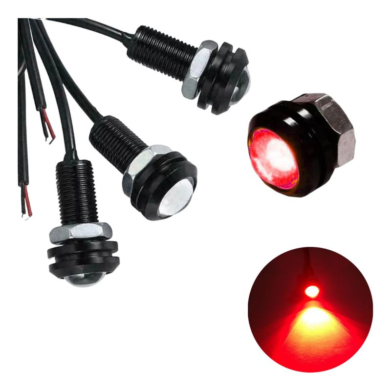 GENERICO - X4 Ojo De Águila Luces Led 23mm 9w Auto Tuning ROJO