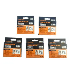 GENERICO - Set De 5 Caja Corchetes De 8 mm 1000 Pcs Toolmak 0.7/11.3/8