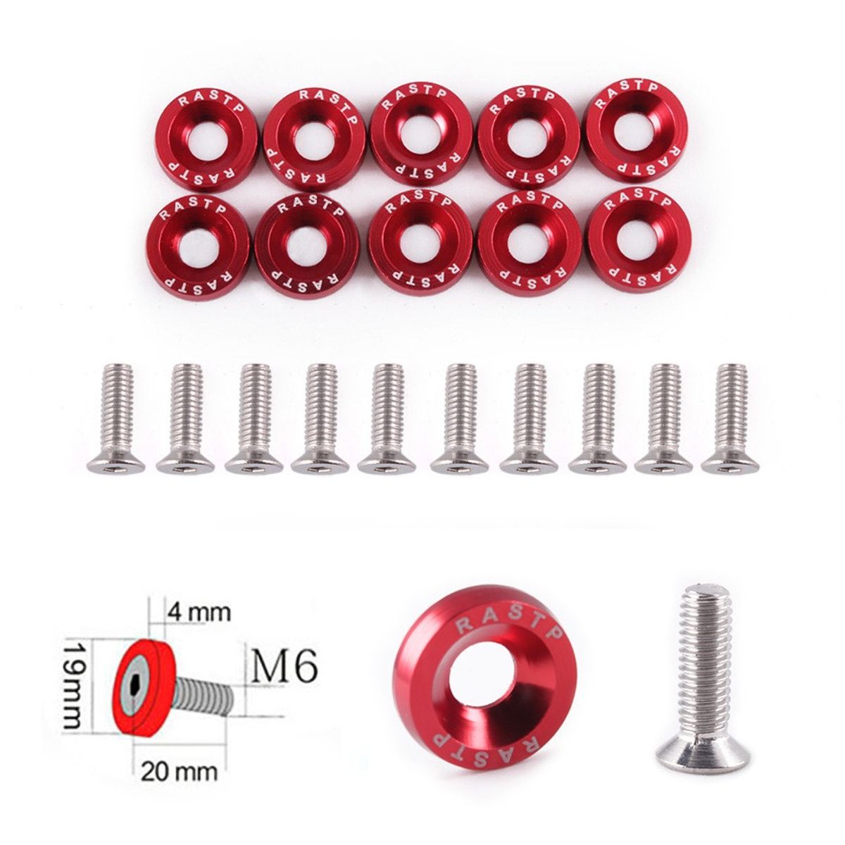 GENERICO - X10 Pernos De Motor Auto Universal ROJO