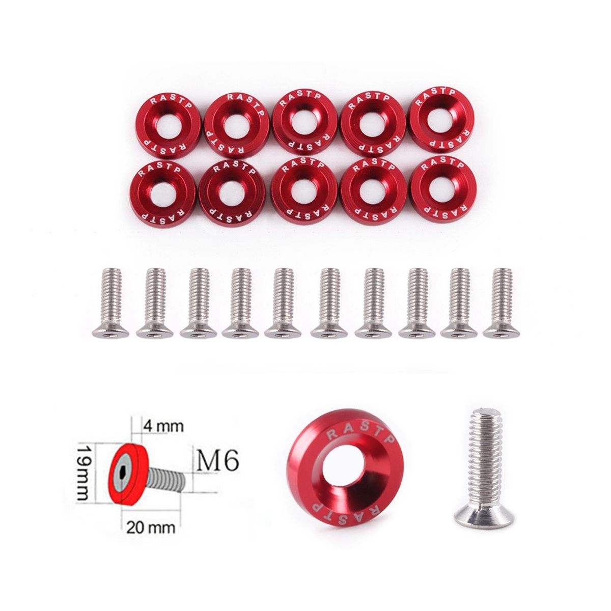 GENERICO - X10 Pernos De Motor Auto Universal ROJO