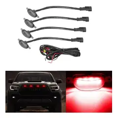 GENERICO - X4 Luz Led Estilo Raptor Colores Parachoque Parrilla Rojo