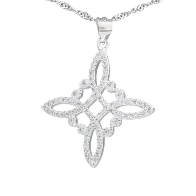 GENERICO - COLLAR DE PROTECCION NUDO DE BRUJA  PLATA FINA CON MICROCIRCONES