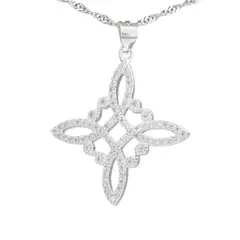 GENERICO - COLLAR DE PROTECCION NUDO DE BRUJA PLATA FINA CON MICROCIRCONES