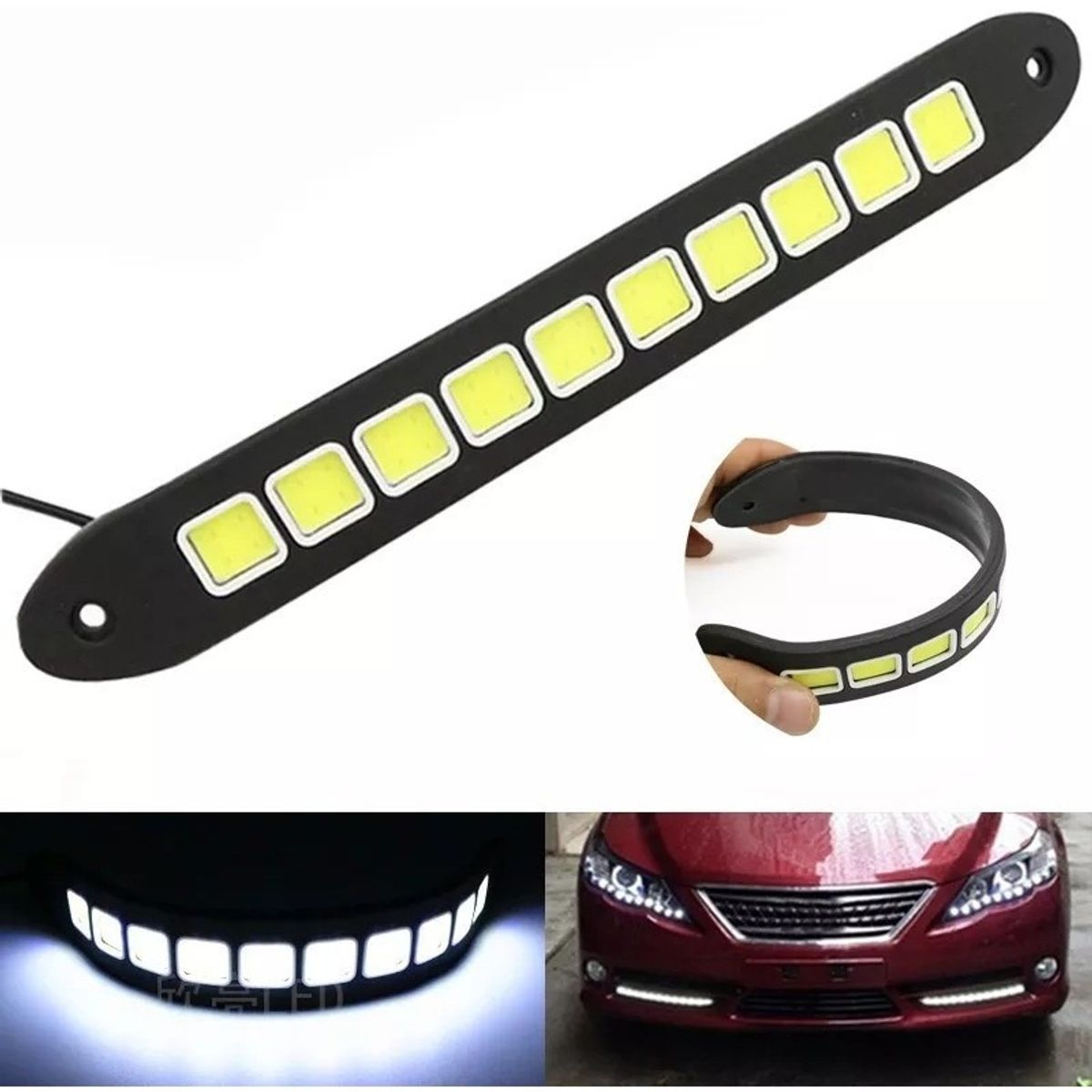 GENERICO - X2 Tira Led Cob Alto Brillo Neblineros Adhesivo Diseño 11855