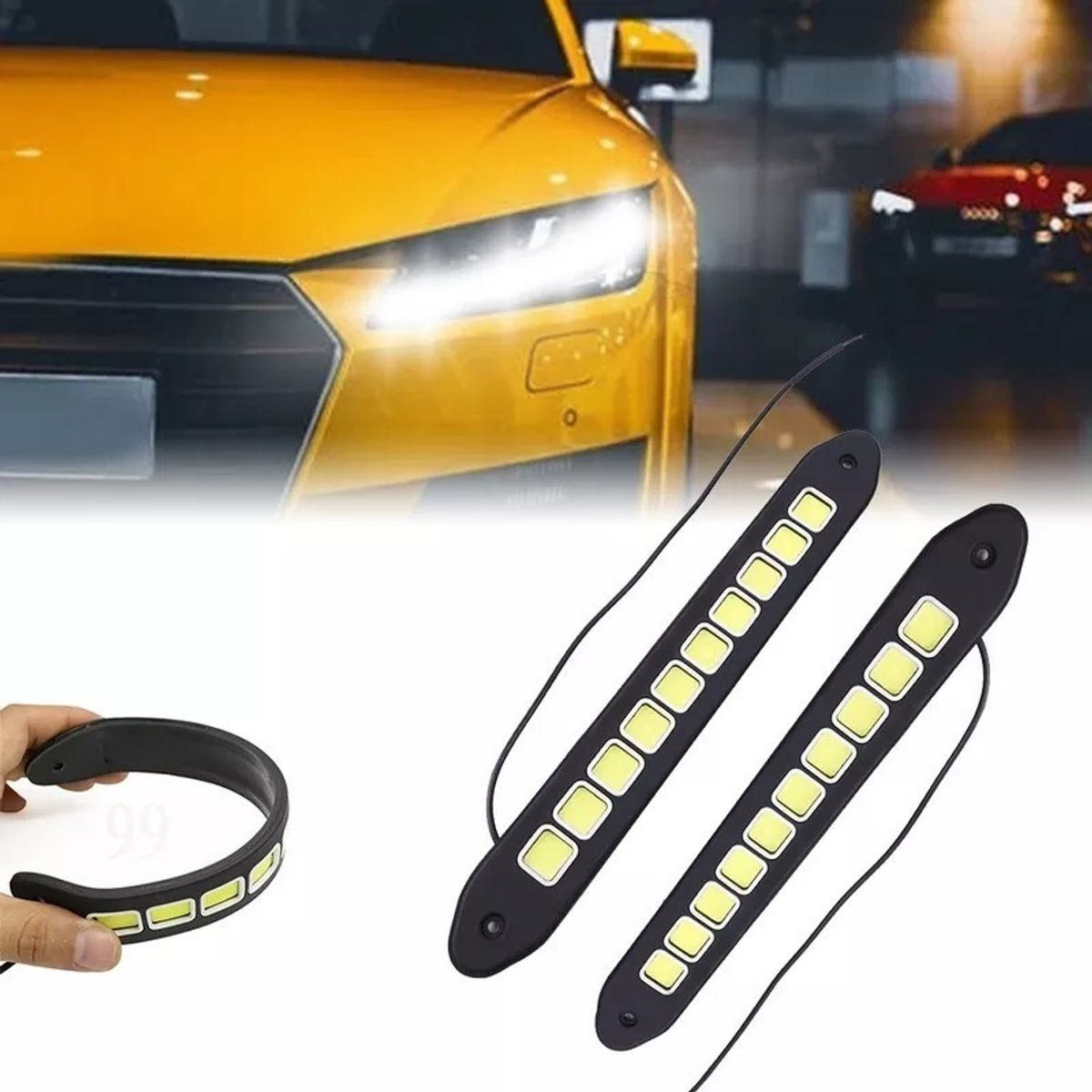 GENERICO - X2 Tira Led Cob Alto Brillo Neblineros Adhesivo Diseño 11855