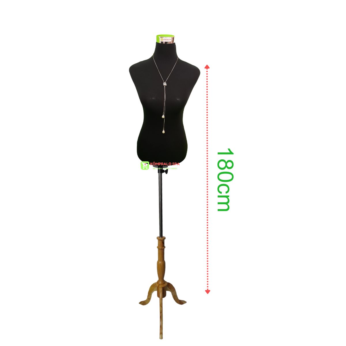 GENERICO - Torso Maniqui Dama Plástico Con Pedestal Madera Beige Negro