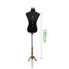 GENERICO - Torso Maniqui Dama Plástico Con Pedestal Madera Beige Negro