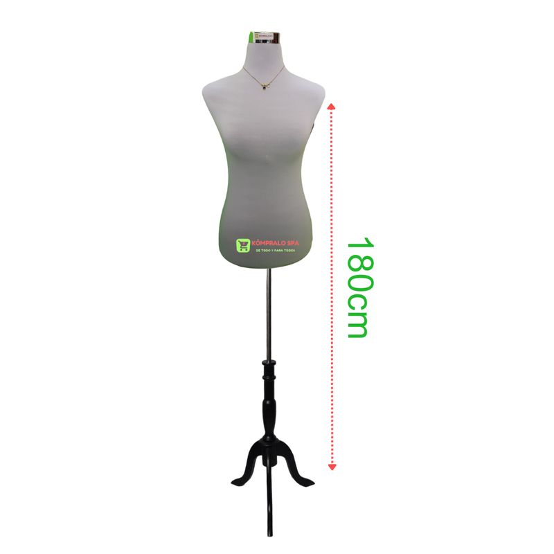 GENERICO - Torso Maniqui Dama Plástico Blanco Con Pedestal Madera Negro