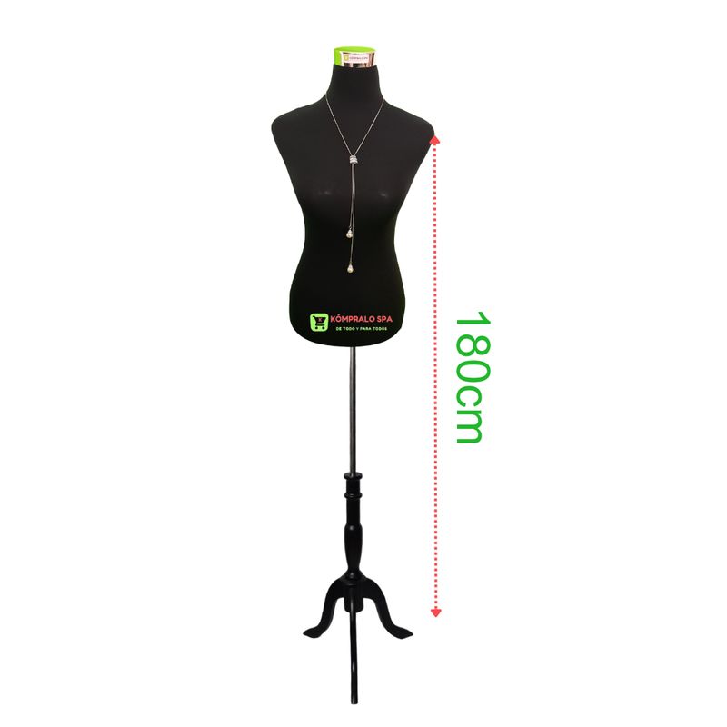 GENERICO - Torso Maniqui Dama Plástico Con Pedestal Madera Negra Negro