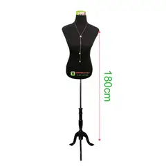 GENERICO - Torso Maniqui Dama Plástico Con Pedestal Madera Negra Negro