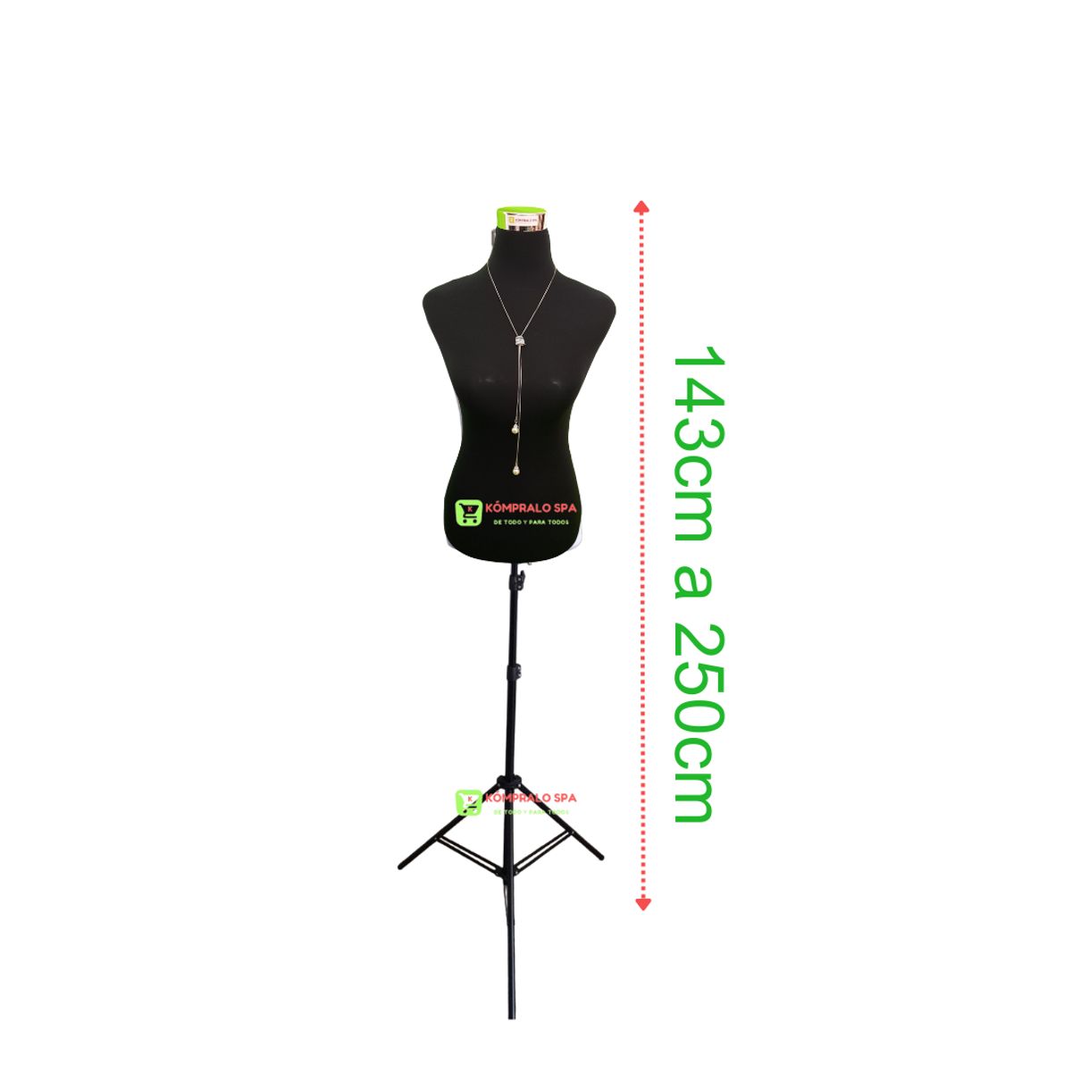 GENERICO - Torso Maniqui Dama Plástico Negro Pedestal Atril Plegable