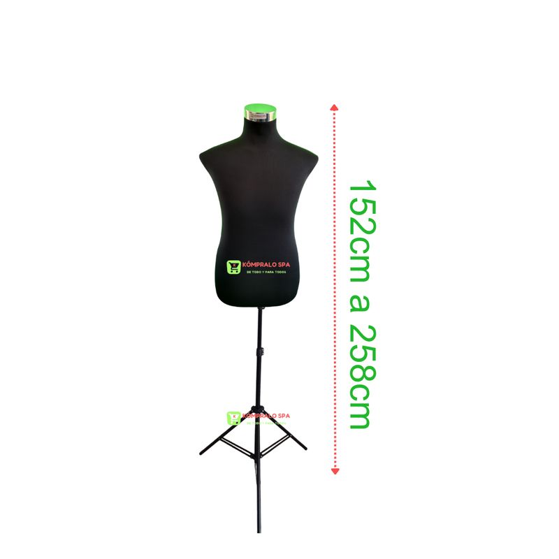 GENERICO - Torso Maniqui Hombre Plástico Negro Pedestal Atril Plegable