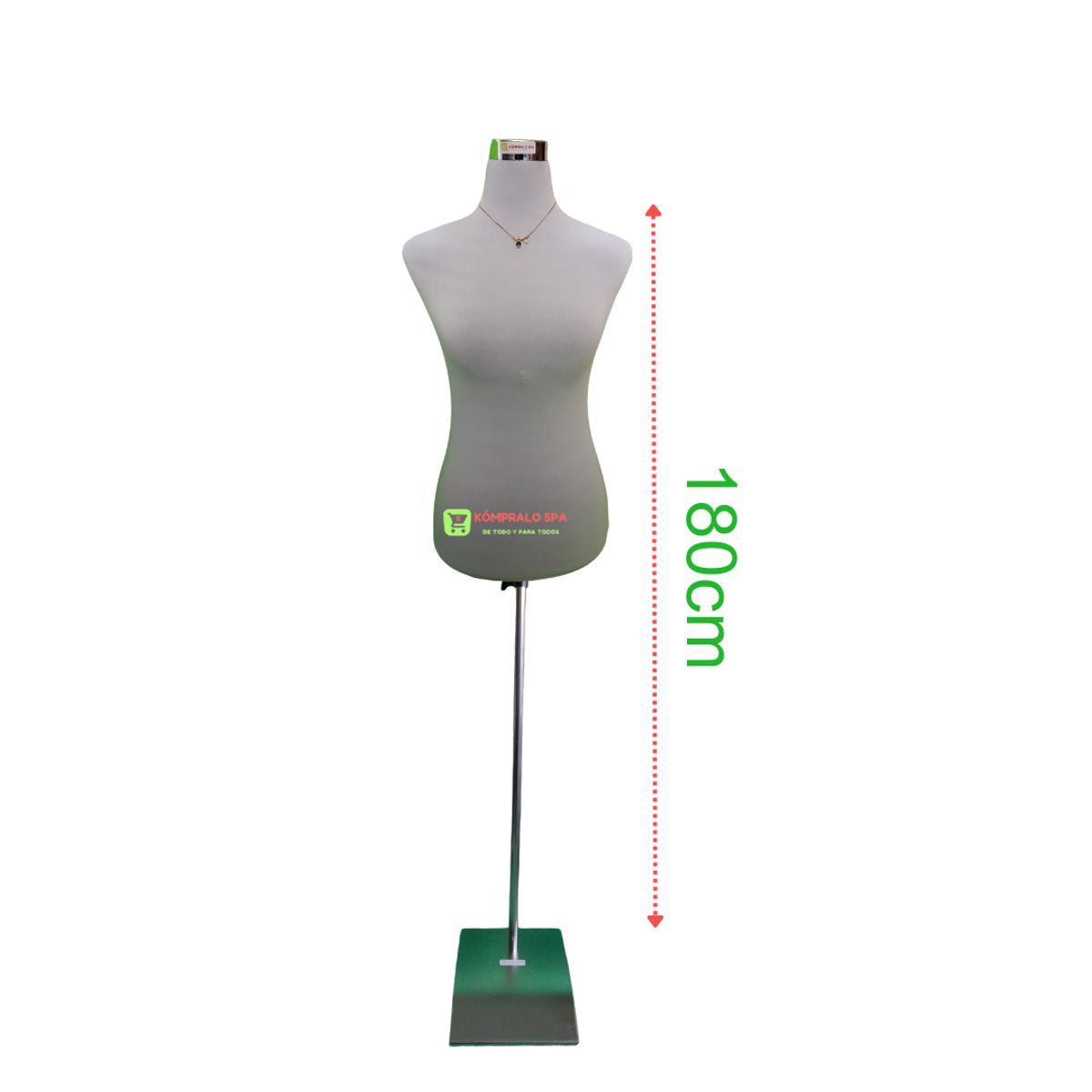 GENERICO - Torso Maniqui Dama Plástico Blanco Pedestal Metal Cuadrado