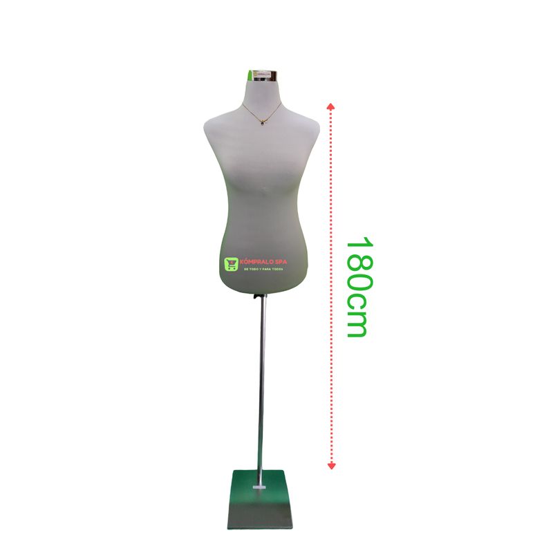 GENERICO - Torso Maniqui Dama Plástico Blanco Pedestal Metal Cuadrado