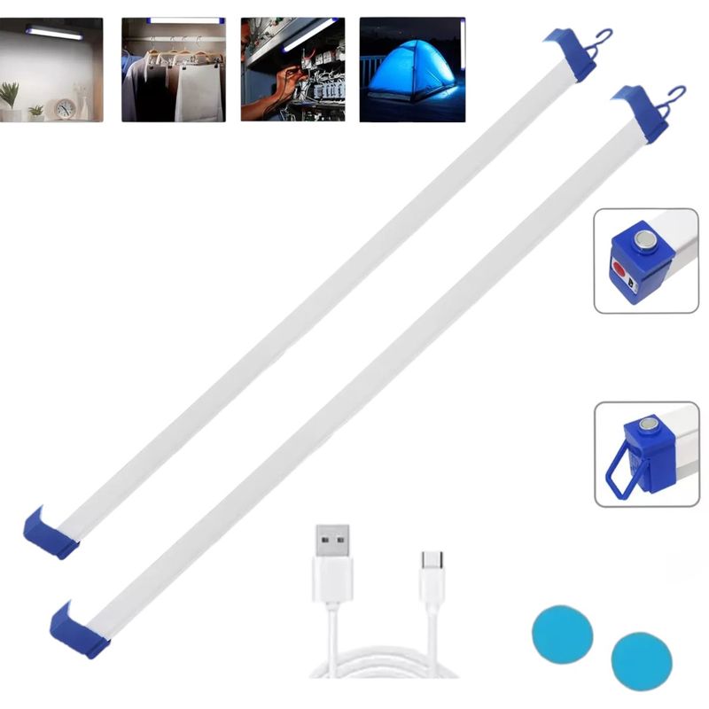 GENERICO - Pack X2 Lampara De Emergencia 32cm Recargable Barra Luz Led 40w