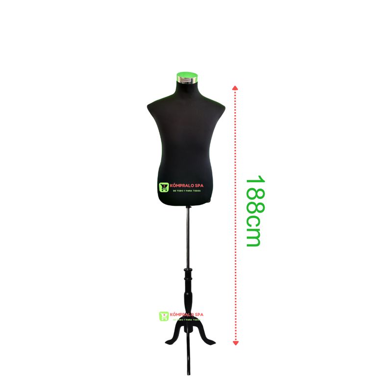 GENERICO - Torso Maniqui Hombre Plástico Blanco Pedestal Madera Negra