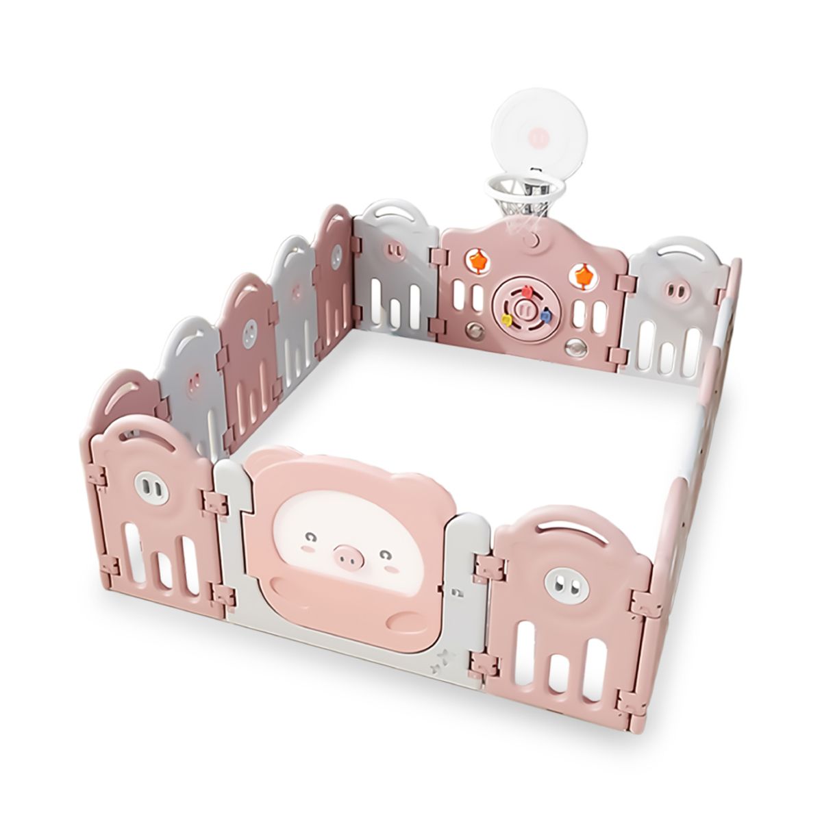 KIDSTAR - Corral para bebe Rosado modelo 14+2 paneles