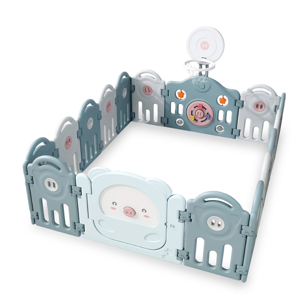 KIDSTAR - Corral para bebe Celeste modelo 14+2 paneles