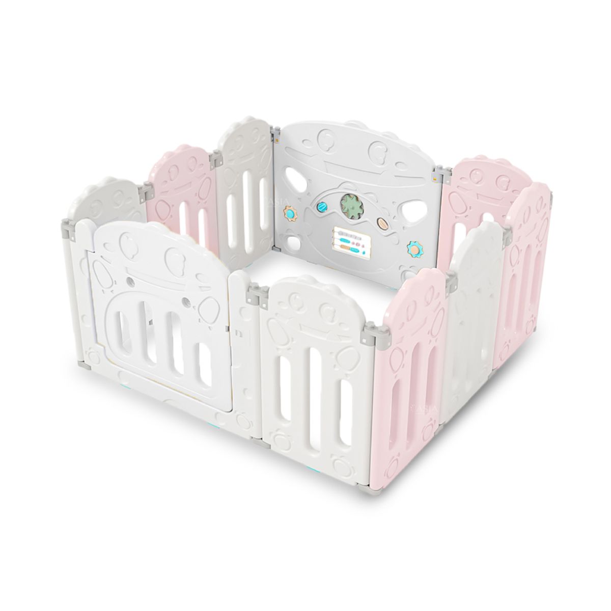 KIDSTAR - Corral para bebe modelo 8+2 paneles rosado