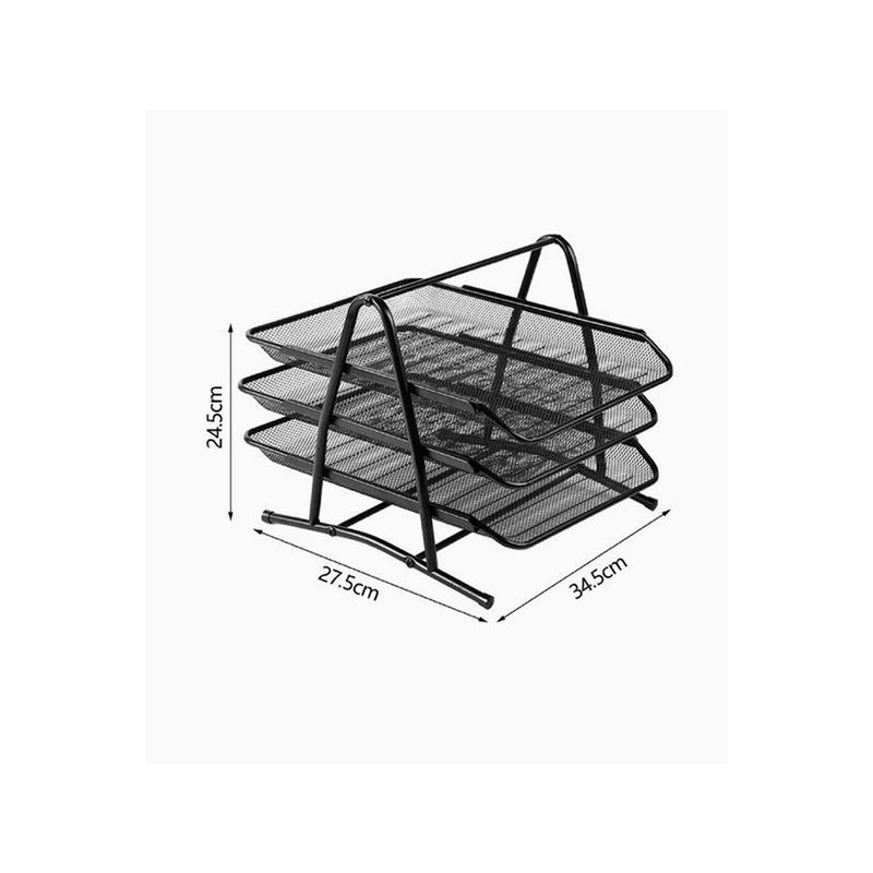 GENERICO - Porta Archivo 3 Niveles Negro 34.5×27.5×24.5cm